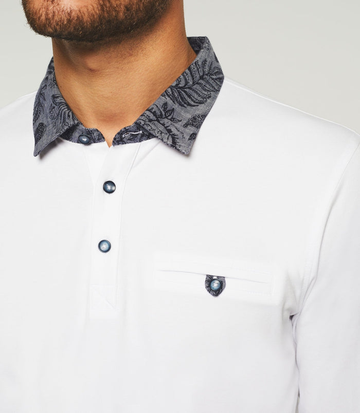 Izac Polo Manches Longues Blanc "Guy"