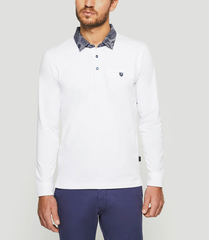 Izac Polo Manches Longues Blanc "Guy"