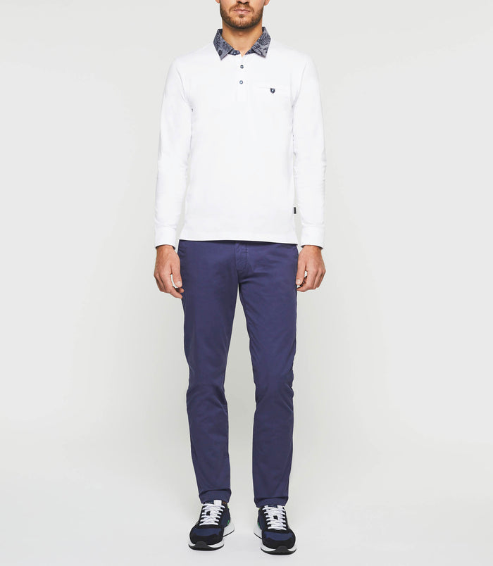 izac Polo manches longues blanc "Guy"