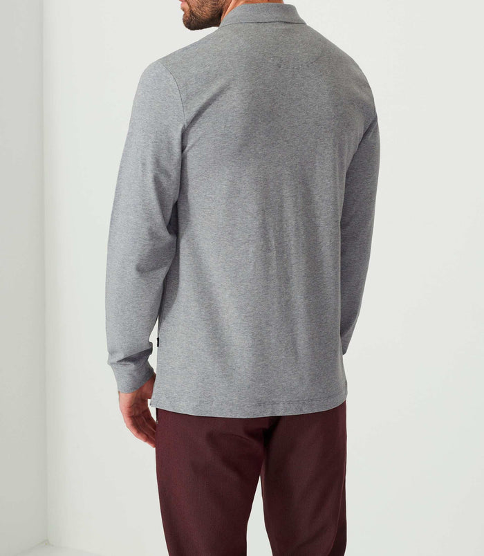 Izac Polo Manches Longues Gris Chiné "Dexter"