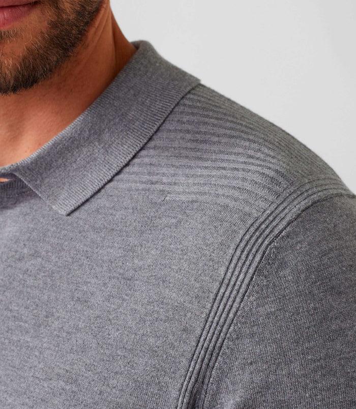 Izac Polo Manches Longues Gris Chiné "Diego"