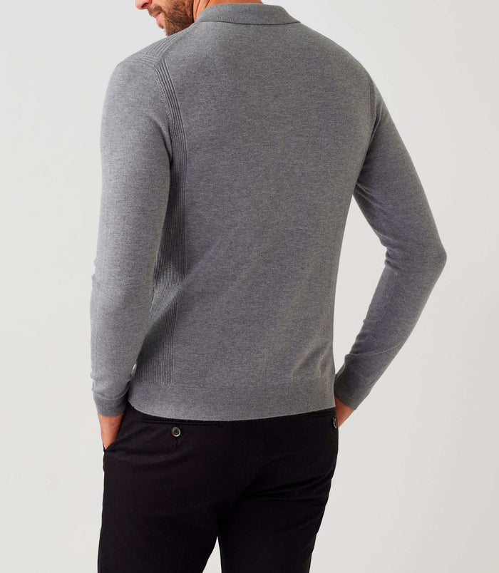 Izac Polo Manches Longues Gris Chiné "Diego"