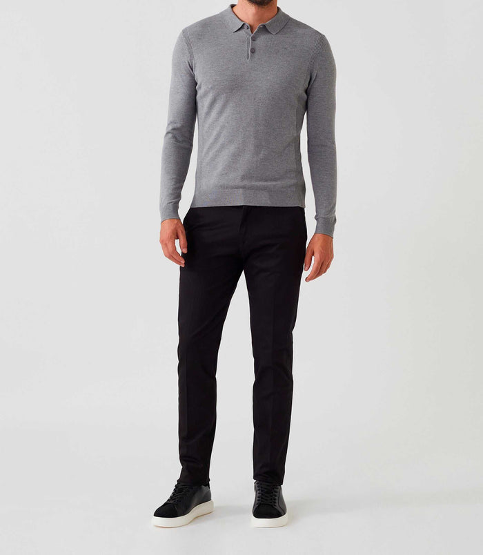 izac Polo manches longues gris chiné "Diego"