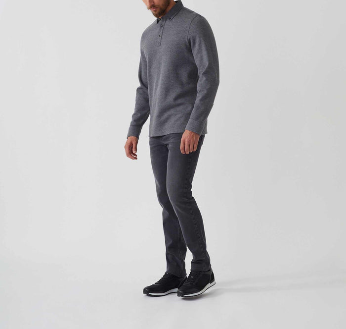 izac Polo manches longues gris "Derby"