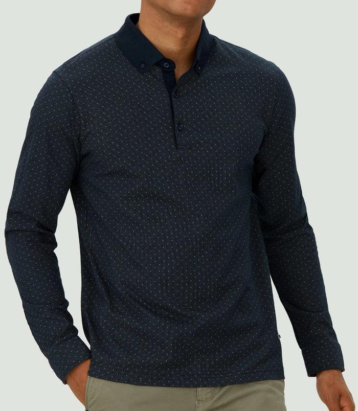 izac Polo manches longues imprimé marine "Caleb"