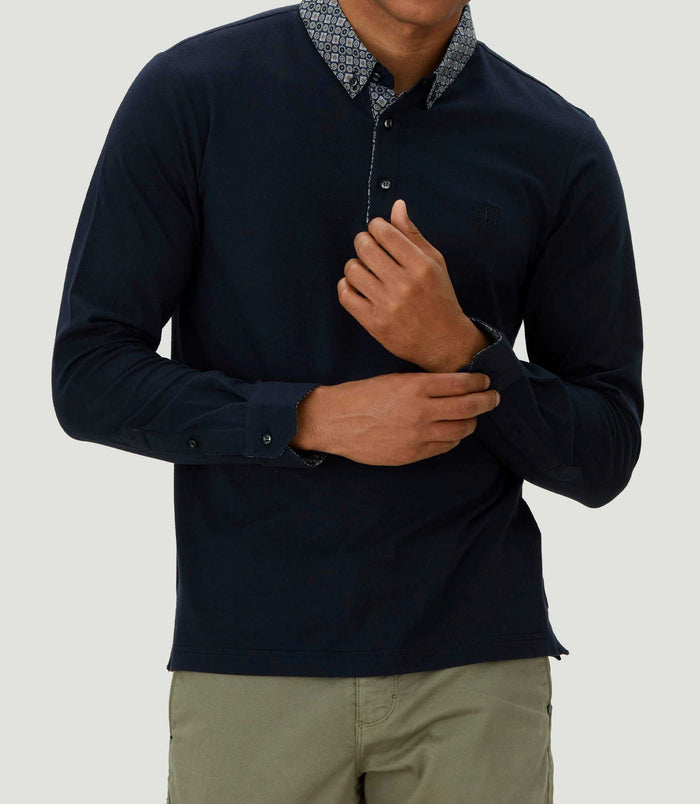 izac Polo manches longues marine "Calix"