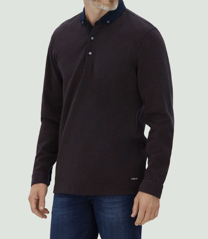 izac Polo manches longues marine "Clovis"