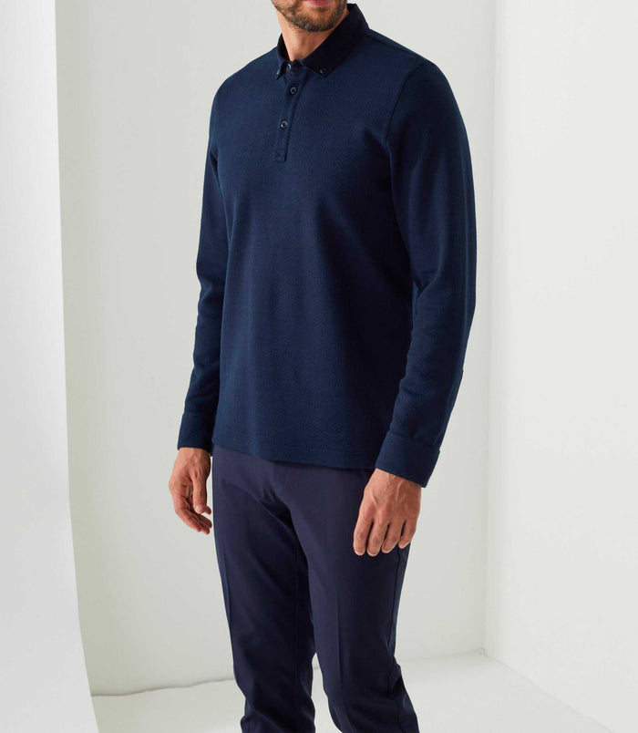 Izac Polo Manches Longues Marine "Derby"