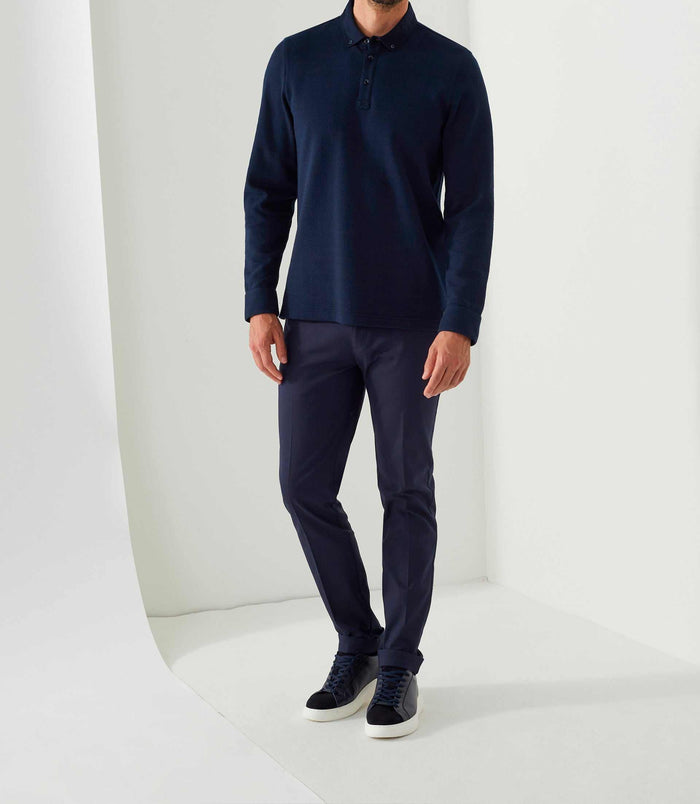 izac Polo manches longues marine "Derby"