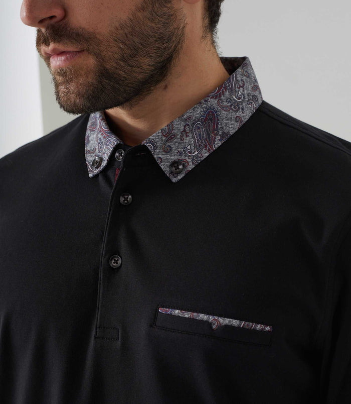 Izac Polo Manches Longues Noir "David"