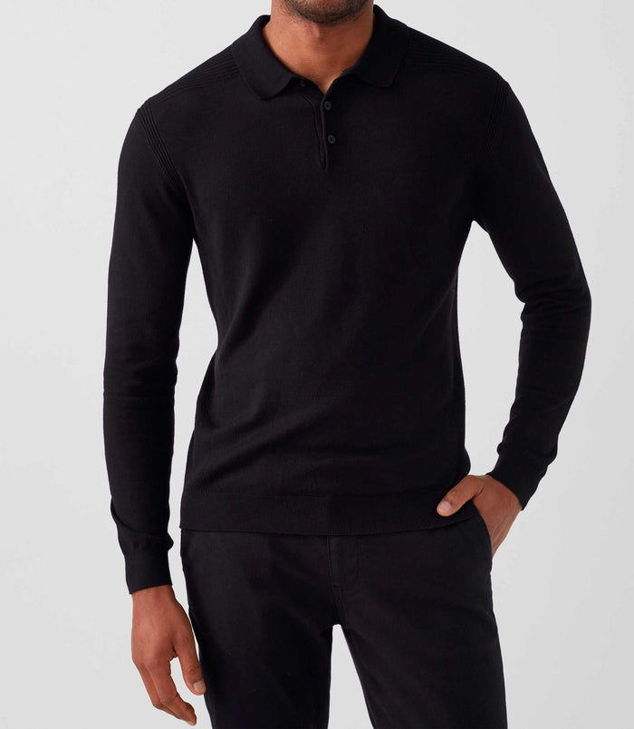 Izac Polo Manches Longues Noir "Diego"