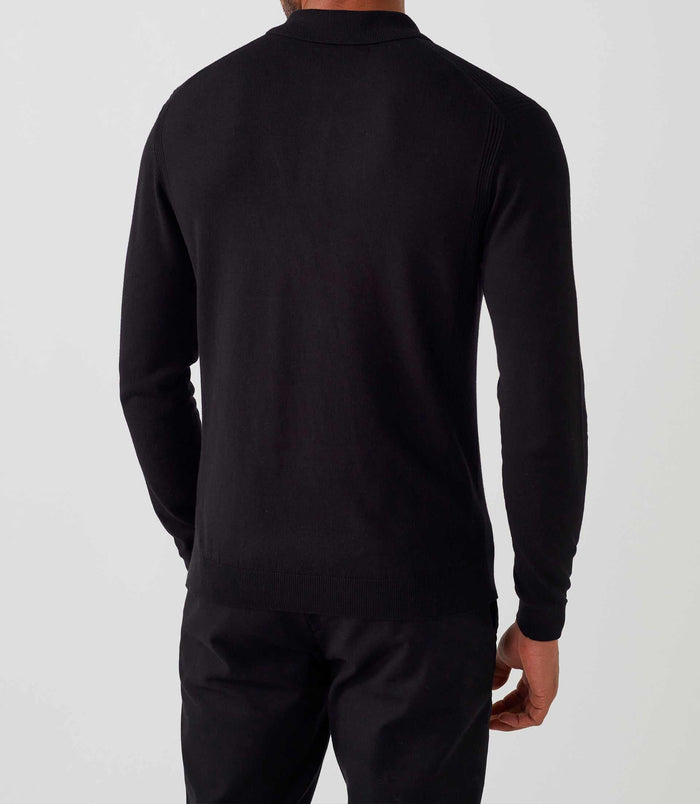 Izac Polo Manches Longues Noir "Diego"