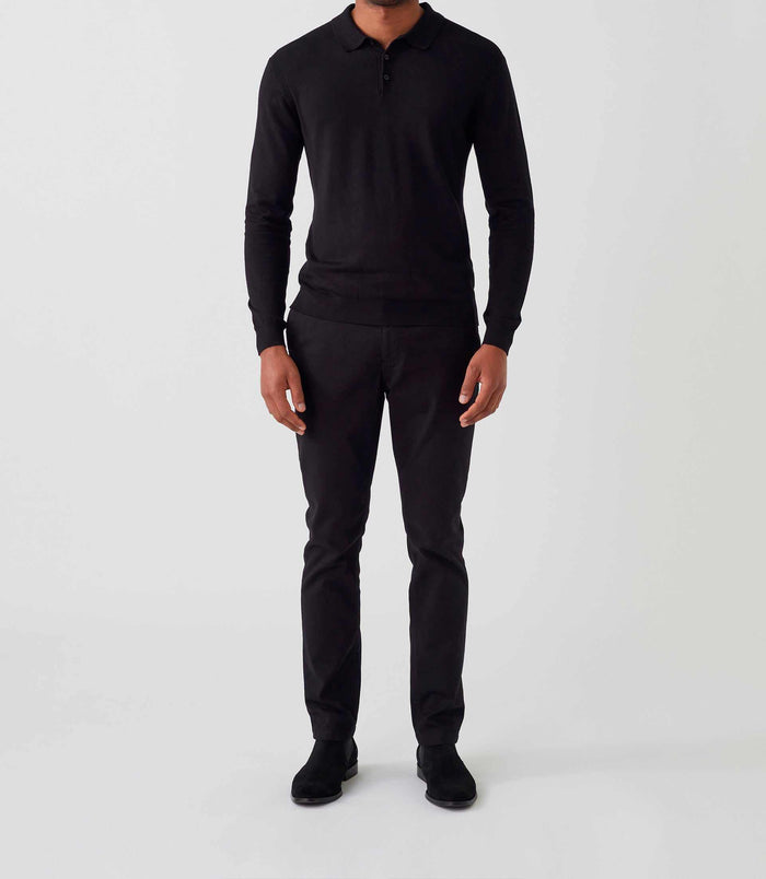izac Polo manches longues noir "Diego"
