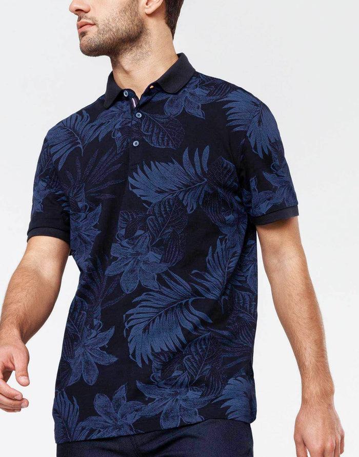 izac Polo marine fleurs tropicales