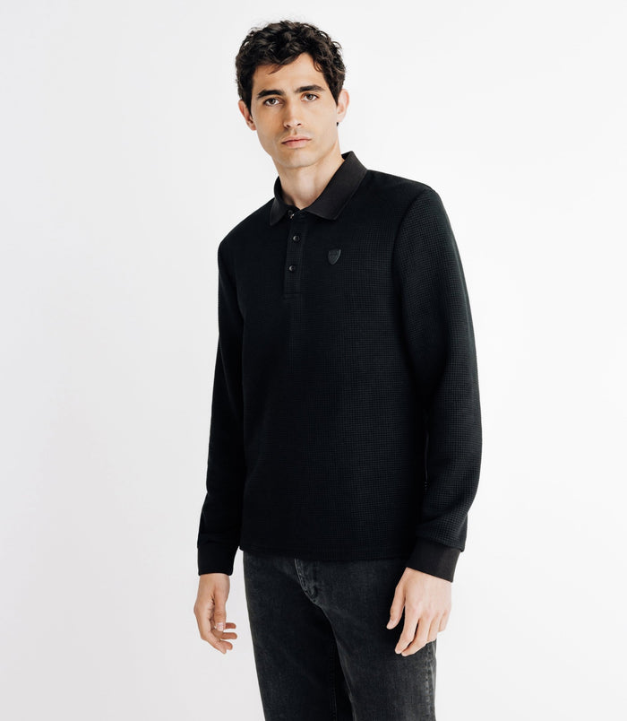 Izac Polo Nid D'abeille Noir