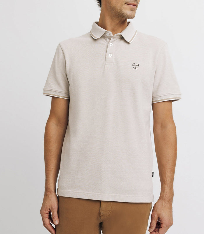 Izac Polo Piqué Avec Broderie Beige