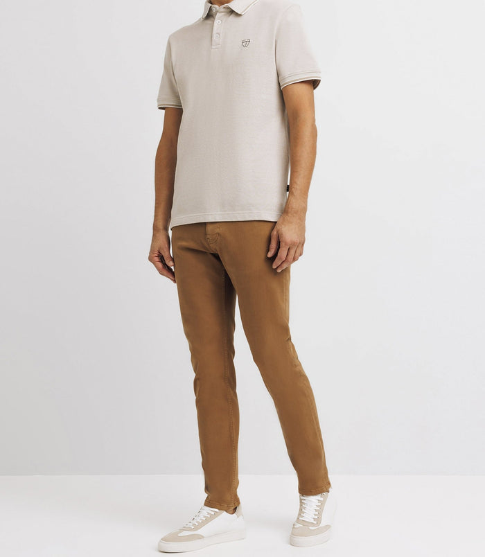izac Polo piqué avec broderie beige