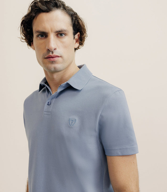 Izac Polo Piqué Bleu Gris