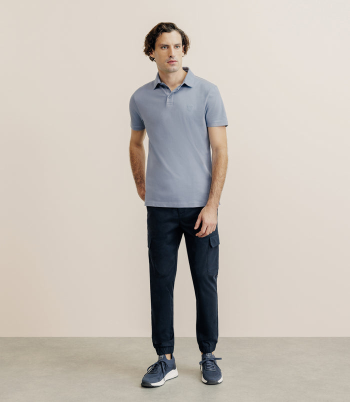 Izac Polo Piqué Bleu Gris