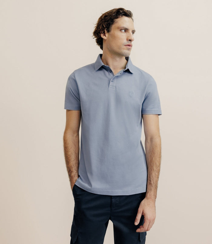 izac Polo piqué bleu gris