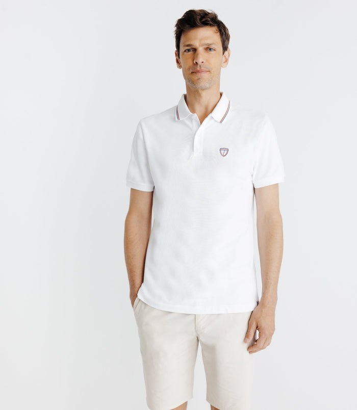 Izac Polo Piqué Boutonné Blanc