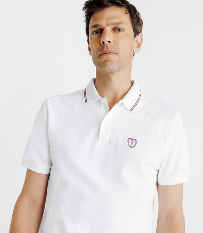 Izac Polo Piqué Boutonné Blanc