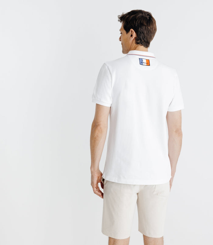 Izac Polo Piqué Boutonné Blanc