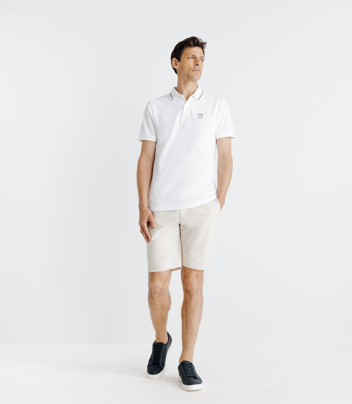 izac Polo piqué boutonné blanc