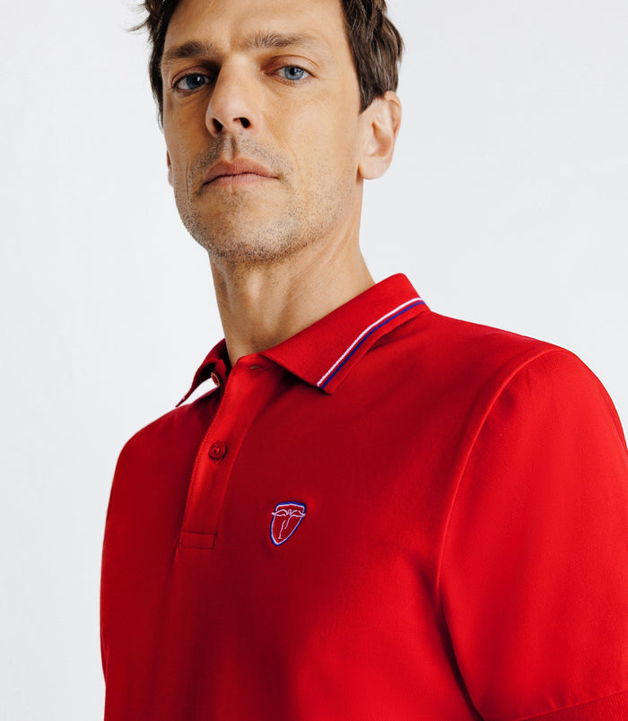Izac Polo Piqué Boutonné Rouge