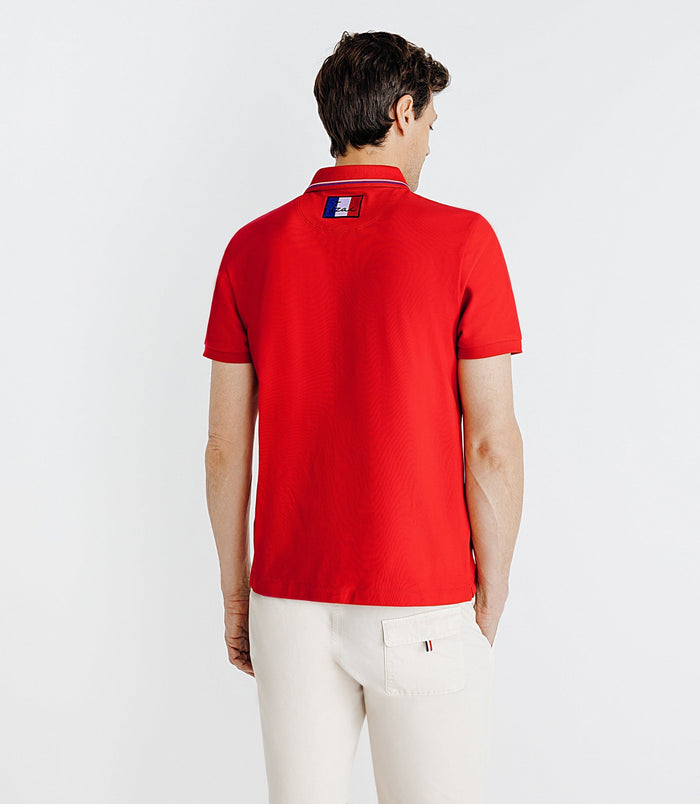 Izac Polo Piqué Boutonné Rouge