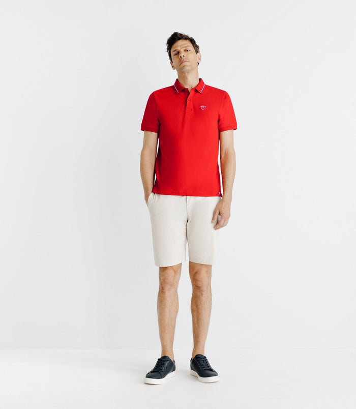 izac Polo piqué boutonné rouge