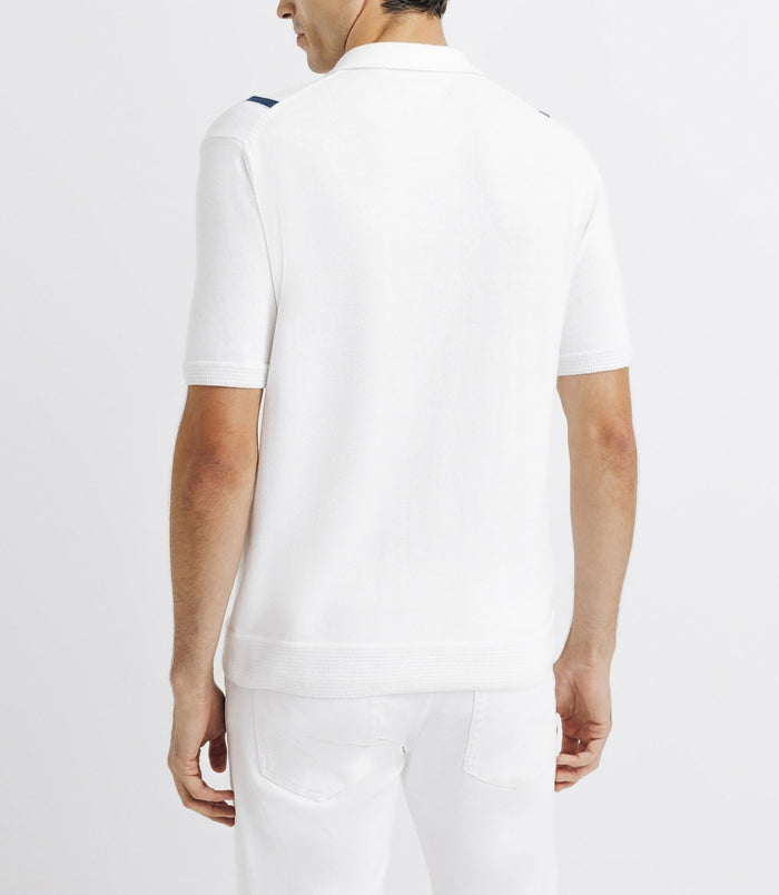 Izac Polo Rayé En Maille Blanc