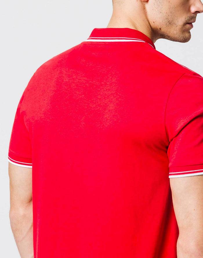 Izac Polo Rouge Empiècement Bandes