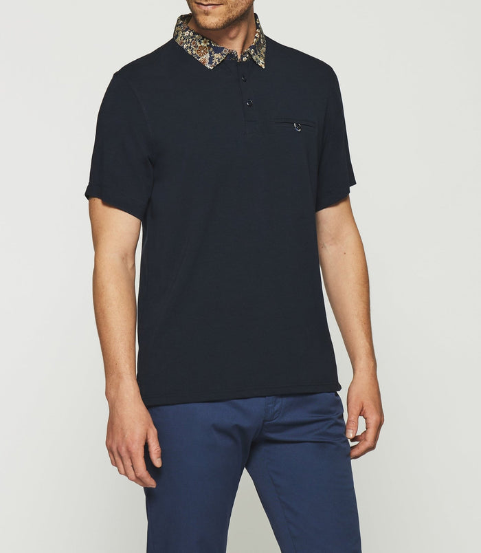 izac Polo uni avec broderie marine GAETHAN