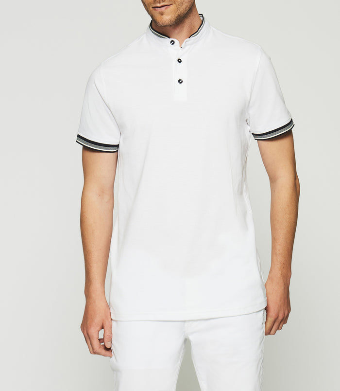 Izac Polo Uni Col Mao Blanc GAEL