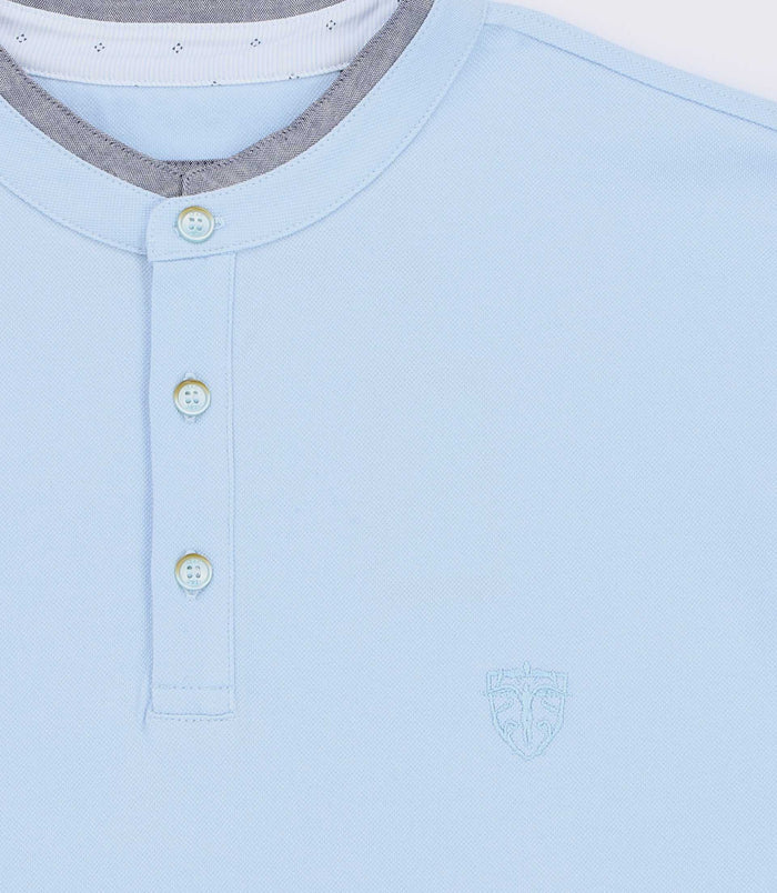 Izac Polo Uni Col Mao Bleu Ciel GASPAR