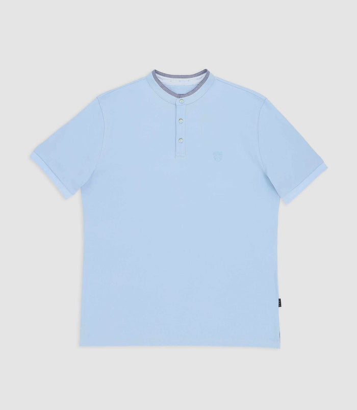 izac Polo uni col mao bleu ciel GASPAR