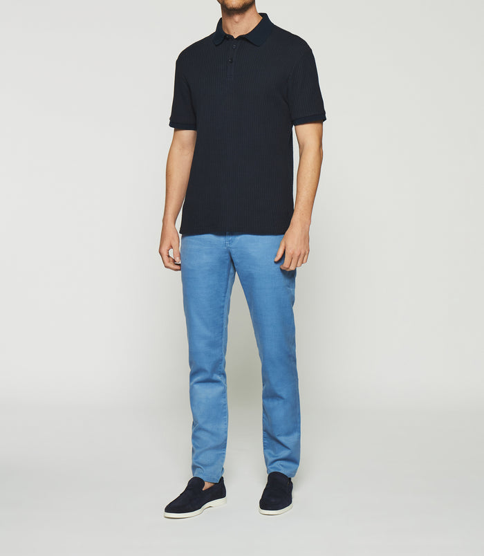 izac Polo uni en maille fantaisie marine GEORGE
