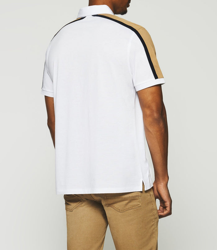 Izac Polo Uni Manches Courtes Blanc Et Camel GABIN