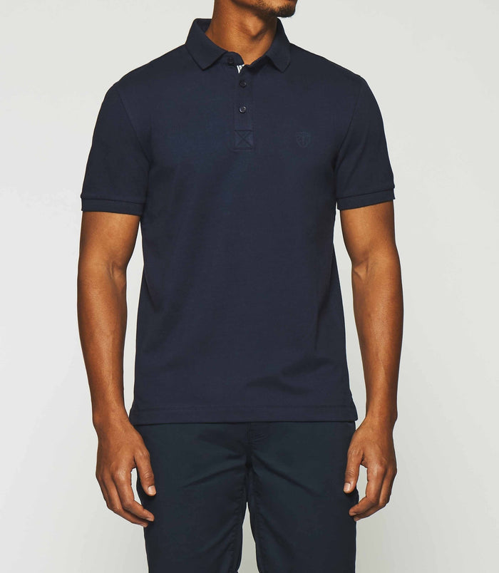 izac Polo uni manches courtes marine GREGOR