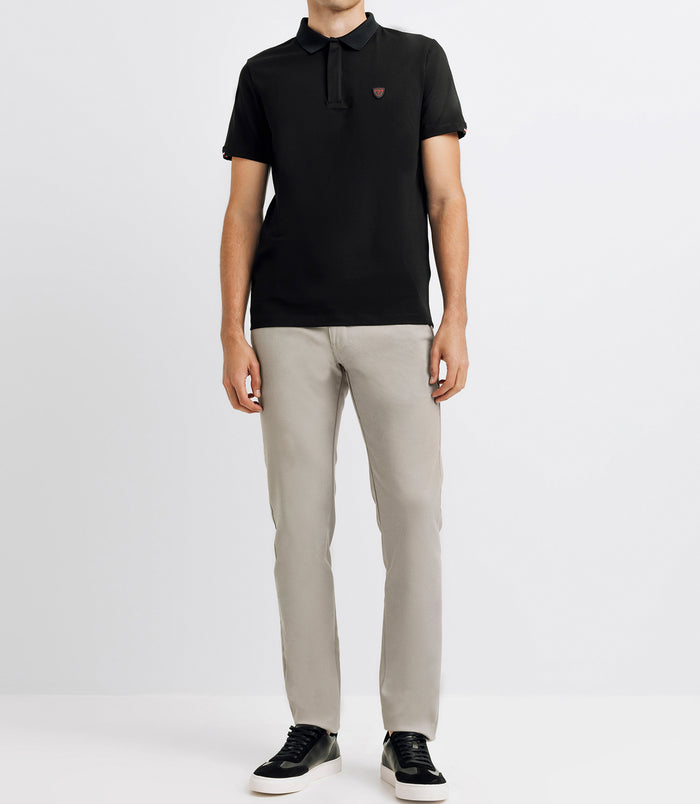 izac Polo uni noir manches courtes GREGORY
