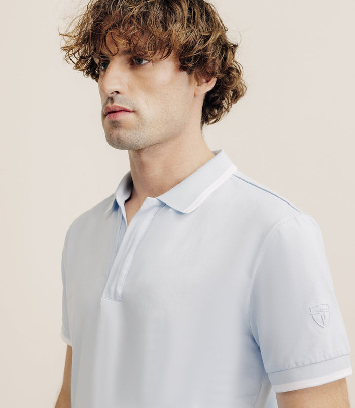 Izac Polo Zip Ciel