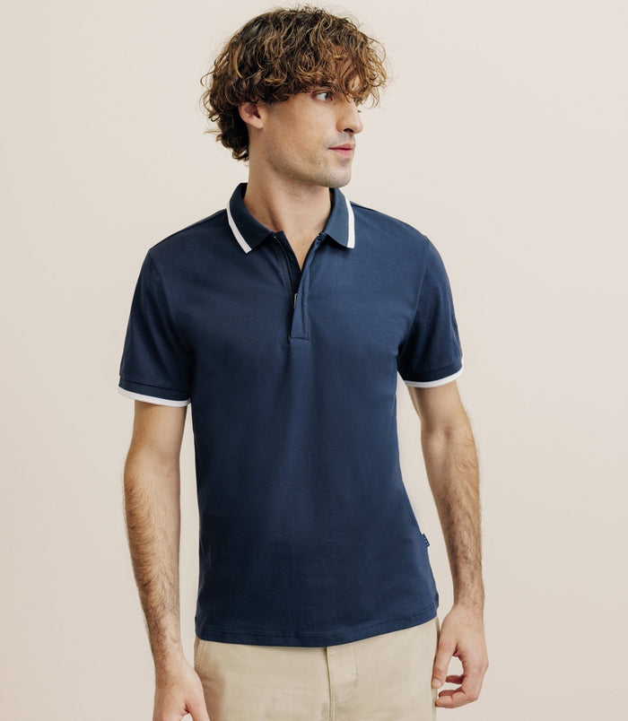 izac Polo zip marine