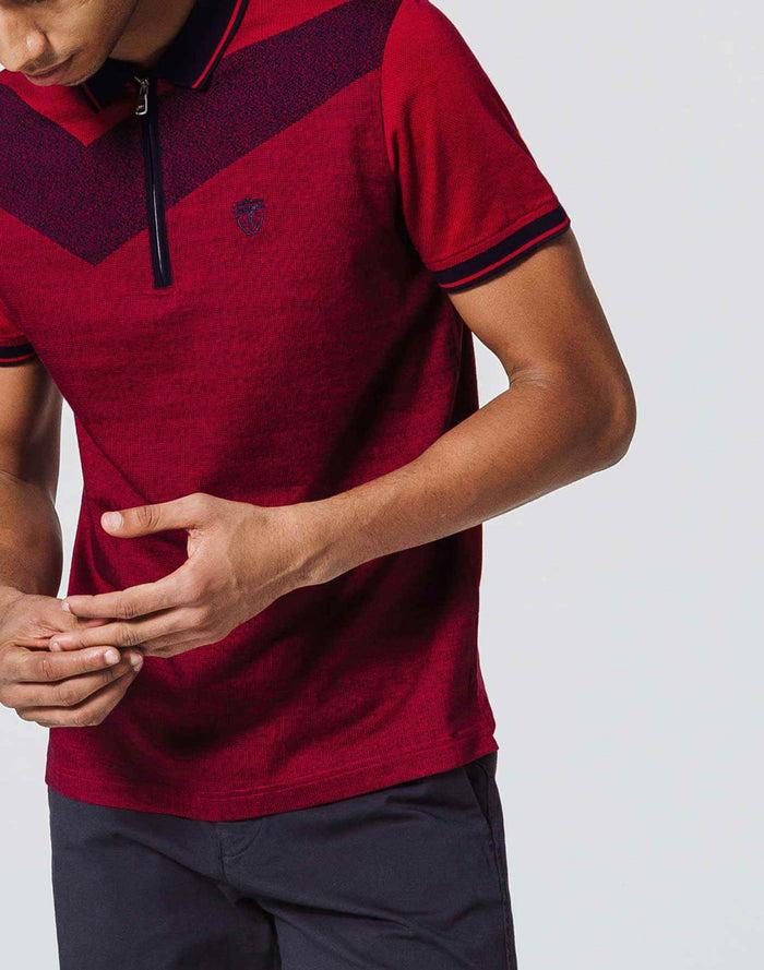 izac Polo Zip Rouge