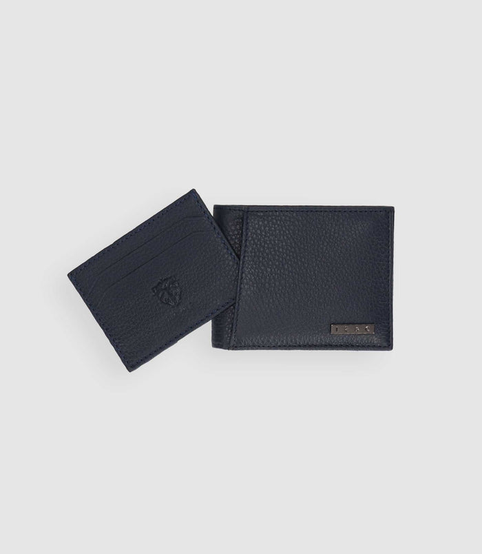 Izac Portefeuille En Cuir Grainé Marine WATT