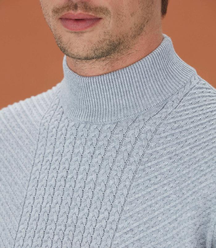 Izac Pull à Col Mi-haut Gris "Lorentin"