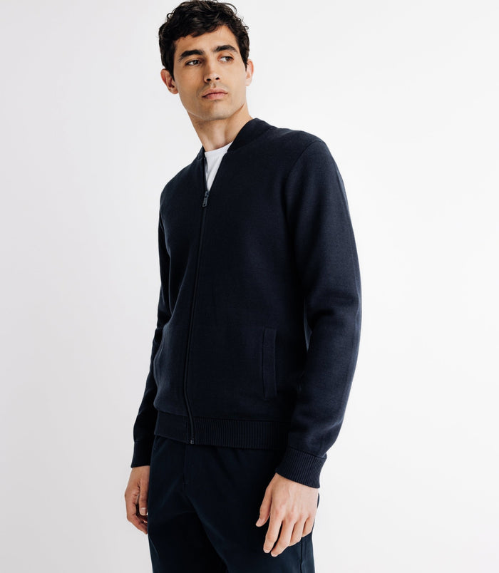 Izac Pull Cardigan Zippé Marine