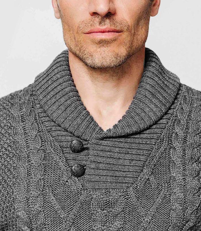 izac Pull col châle gris