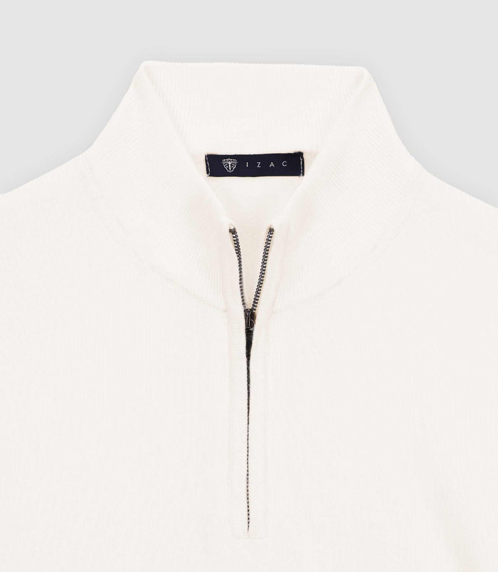 Izac Pull Col Demi Zip Blanc