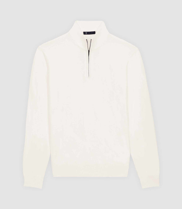 izac Pull col demi zip blanc